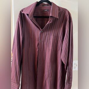 Alfani Men's Striped Burgundy Dress Shirt